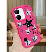 HONTINGA Vivo Y27S Uyumlu Kılıf Düşüme Önleyici Basitlik Anti Düşme Kamera Koruyucu Basit Kırmızı Yumuşak Silikon Couple Telefon Kılıfı Yıldız Desen K9-0196