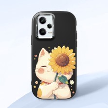 HONTINGA Poco X5 Pro 5g ile Uyumlu Kılıf Kamera Korumalı Düşüme Önleyici Kamera Koruyucu Siyah Yumuşak Silikon Couple Telefon Kılıfı Kedi Desenli K4-0367