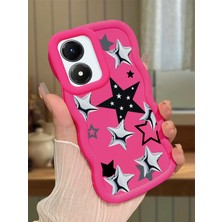 HONTINGA Vivo Y02S Uyumlu Kılıf Düşüme Önleyici Basitlik Anti Düşme Kamera Koruyucu Basit Kırmızı Yumuşak Silikon Couple Telefon Kılıfı Yıldız Desen K9-0196