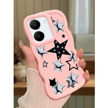 HONTINGA Vivo Y27S Uyumlu Kılıf Düşüme Önleyici Basitlik Anti Düşme Kamera Koruyucu Basit Pembe Yumuşak Silikon Couple Telefon Kılıfı Yıldız Desen K9-0196