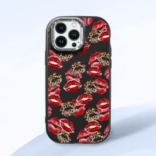 HONTINGA iPhone 13 Pro Max ile Uyumlu Kılıf Kamera Korumalı Düşüme Önleyici Kamera Koruyucu Siyah Yumuşak Silikon Couple Telefon Kılıfı Öpücük Desenli K4-0366