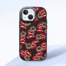 HONTINGA iPhone 13 Mini ile Uyumlu Kılıf Kamera Korumalı Düşüme Önleyici Kamera Koruyucu Siyah Yumuşak Silikon Couple Telefon Kılıfı Öpücük Desenli K4-0366