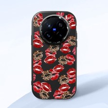 HONTINGA Vivo X200 Pro ile Uyumlu Kılıf Kamera Korumalı Düşüme Önleyici Kamera Koruyucu Siyah Yumuşak Silikon Couple Telefon Kılıfı Öpücük Desenli K4-0366