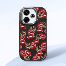 HONTINGA Xiaomi Redmi 13X ile Uyumlu Kılıf Kamera Korumalı Düşüme Önleyici Kamera Koruyucu Siyah Yumuşak Silikon Couple Telefon Kılıfı Öpücük Desenli K4-0366