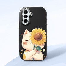 HONTINGA Samsung Galaxy A17 ile Uyumlu Kılıf Kamera Korumalı Düşüme Önleyici Kamera Koruyucu Siyah Yumuşak Silikon Couple Telefon Kılıfı Kedi Desenli K4-0367