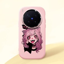 HONTINGA Vivo X300 Pro ile Uyumlu Kılıf Kamera Korumalı Düşüme Önleyici Kamera Koruyucu Pembe Yumuşak Silikon Couple Telefon Kılıfı Kız Desenli K4-0368