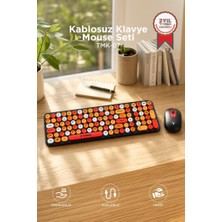 Torima Kablosuz Q Klavye Mouse Seti Retro Daktilo Görünümlü TMK07 Çok Renkli