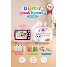Torima Dijital Fotoğraf Makinesi Çocuk Termal Resim Kağıt Baskılı Yazıcı Kamera Video Makinesi CMR18 Pembe