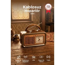 Torima Bluetooth Hoparlör Nostaljik Radyo Kablosuz Speaker D60 Ahşap