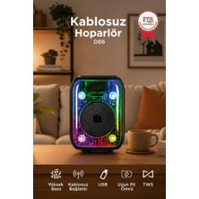 Torima Bluetooth Hoparlör Kablolu Mikrofonlu Rgb Işıklı Speaker D66 Siyah
