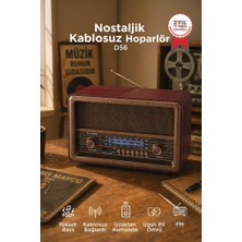 Torima Bluetooth Hoparlör Nostaljik Radyo Uzaktan Kumandalı TWS USB TF Destekli Speaker D56 Kahverengi