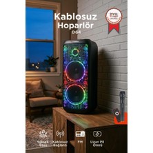 Torima Bluetooth Hoparlör Mikrofonlu Kumandalı Rgb Işıklı Speaker D64 Siyah