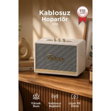 Torima Bluetooth Hoparlör Nostaljik Kablosuz Speaker D35 Beyaz