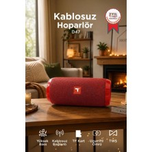 Torima Bluetooth Hoparlör Kablosuz Taşınabilir Ses Bombası TWS USB TF D47 Kırmızı