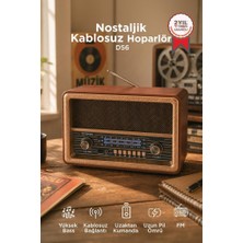 Torima Bluetooth Hoparlör Nostaljik Radyo Uzaktan Kumandalı TWS USB TF Destekli Speaker D56 Ahşap