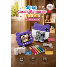 Torima Dijital Fotoğraf Makinesi Çocuk Termal Resim Kağıt Baskılı Yazıcı Kamera Makinesi CMR14 Mor