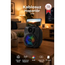 Torima Bluetooth Hoparlör Telefon Tutacaklı Taşınabilir Şarjlı USB TF Kablosuz Speaker D32 Siyah