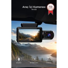 Torima Araç İçi Kamera Gece Görüşlü LCD Ekranlı 1296P G Sensörlü Yol Kayıt 2 Kameralı TA03 Siyah