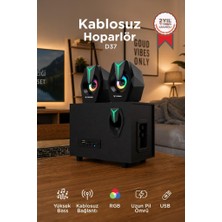 Torima Bilgisayar Hoparlörü Rgb Işıklı 2IN1 Subwoofer Bluetooth Hoparlör Speaker D37 Siyah