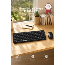 Torima Kablosuz Q Klavye Mouse Seti Retro Daktilo Görünümlü TMK07 Siyah