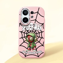 HONTINGA Vivo X200 Fe ile Uyumlu Kılıf Kamera Korumalı Düşüme Önleyici Kamera Koruyucu Pembe Yumuşak Silikon Couple Telefon Kılıfı Spider Man Desenli K4-0369