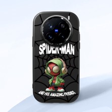 HONTINGA Vivo X200 Pro ile Uyumlu Kılıf Kamera Korumalı Düşüme Önleyici Kamera Koruyucu Siyah Yumuşak Silikon Couple Telefon Kılıfı Spider Man Desenli K4-0369