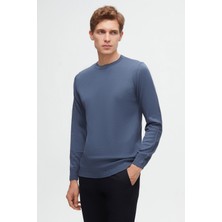 D'S Damat Ds Damat Regular Fit Indigo Düz Örgü Kazak