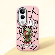 HONTINGA Vivo V50 Lite ile Uyumlu Kılıf Kamera Korumalı Düşüme Önleyici Kamera Koruyucu Pembe Yumuşak Silikon Couple Telefon Kılıfı Spider Man Desenli K4-0369