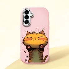 HONTINGA Samsung Galaxy A56 ile Uyumlu Kılıf Kamera Korumalı Düşüme Önleyici Kamera Koruyucu Pembe Yumuşak Silikon Couple Telefon Kılıfı Kedi Desenli K4-0370