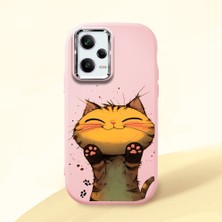 HONTINGA Poco X5 Pro 5g ile Uyumlu Kılıf Kamera Korumalı Düşüme Önleyici Kamera Koruyucu Pembe Yumuşak Silikon Couple Telefon Kılıfı Kedi Desenli K4-0370