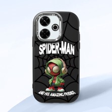 HONTINGA Xiaomi Redmi 13X ile Uyumlu Kılıf Kamera Korumalı Düşüme Önleyici Kamera Koruyucu Siyah Yumuşak Silikon Couple Telefon Kılıfı Spider Man Desenli K4-0369