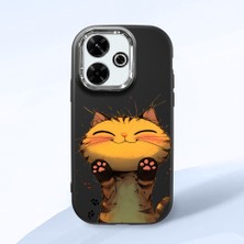 HONTINGA Xiaomi Redmi 13X ile Uyumlu Kılıf Kamera Korumalı Düşüme Önleyici Kamera Koruyucu Siyah Yumuşak Silikon Couple Telefon Kılıfı Kedi Desenli K4-0370