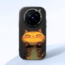 HONTINGA Vivo X200 Pro ile Uyumlu Kılıf Kamera Korumalı Düşüme Önleyici Kamera Koruyucu Siyah Yumuşak Silikon Couple Telefon Kılıfı Kedi Desenli K4-0370