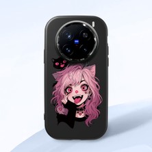HONTINGA Vivo X200 Pro ile Uyumlu Kılıf Kamera Korumalı Düşüme Önleyici Kamera Koruyucu Siyah Yumuşak Silikon Couple Telefon Kılıfı Kız Desenli K4-0368