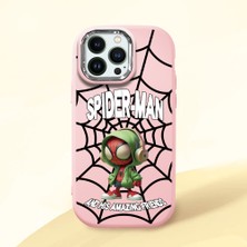 HONTINGA iPhone 14 Pro ile Uyumlu Kılıf Kamera Korumalı Düşüme Önleyici Kamera Koruyucu Pembe Yumuşak Silikon Couple Telefon Kılıfı Spider Man Desenli K4-0369
