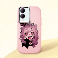 HONTINGA Vivo Y28 ile Uyumlu Kılıf Kamera Korumalı Düşüme Önleyici Kamera Koruyucu Pembe Yumuşak Silikon Couple Telefon Kılıfı Kız Desenli K4-0368