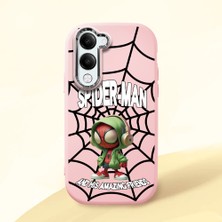 HONTINGA Vivo Y04 ile Uyumlu Kılıf Kamera Korumalı Düşüme Önleyici Kamera Koruyucu Pembe Yumuşak Silikon Couple Telefon Kılıfı Spider Man Desenli K4-0369