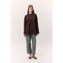 Manuka GENİŞ KOL OVERSIZE TSHIRT ACI KAHVE