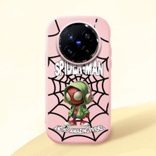 HONTINGA Vivo X200 Pro ile Uyumlu Kılıf Kamera Korumalı Düşüme Önleyici Kamera Koruyucu Pembe Yumuşak Silikon Couple Telefon Kılıfı Spider Man Desenli K4-0369