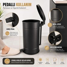 Naturel Metal Galvaniz Metal Pedallı Çöp Kovası 17 Lt Mutfak, Banyo,Ofis, Dış Mekan