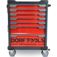 Dorf Tools Takım Arabası 7 Çekmeceli Yanlıklı Boş Takım Arabası Kırmızı Premium Kalite