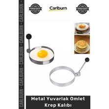 Carlburn Özel Üretim Yanmaz Yapışmaz Kahvaltı Sunum Pratik Mutfak Gereci Metal Yuvarlak Omlet Krep Kalıbı