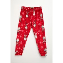 Markapia Man Erkek Çocuk Yumuşak Kadife Dokulu Kırmızı Pijama Altı