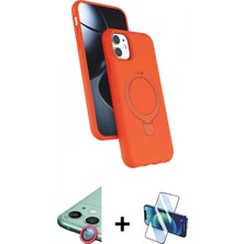 Marsilyan™- iPhone 11 Kılıf Iz Işık Koleksiyonu - Siyah 3D Antistatik Cam Ekran Koruyucu + Raze Metal Kamera Lens - Kı