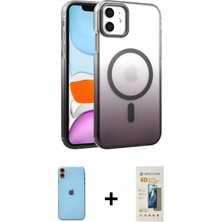Marsilyan™- iPhone 11 Kılıf Ahenk Doku Özel Seri - Siyah 6d Mat Seramik Hayalet Nano Ekran Koruyucu + Neon Fosforlu Kamera Lens - Tu