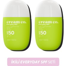 Cream Co. Ikili Güneş Koruyucu Krem Seti Leke Karşıtı Nemlendirici Aydınlatıcı Güneş Serumu Spf Set