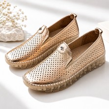 Patron Shoes Hakiki Deri Ortopedik Taban Kadın Günlük Ayakkabı – Delikli Nefes Alan Rahat Konforlu Şık Tasarım