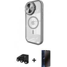 Marsilyan™- iPhone 15 Pro Kılıf Kıvılcım Modern Koleksiyonu - Siyah 3D Antistatik Hayalet Cam Ekran Koruyucu + Raze Metal Kamera Lens - Sh