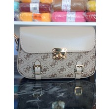 Renk Durağı Renkdurağı Monogram Baskılı  Tokalı Mini Omuz Çantası