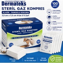 Dermateks Steril Gaz Kompres 7,5×7,5cm 4kat 5'li Zarf 1 Paket 100'LÜ